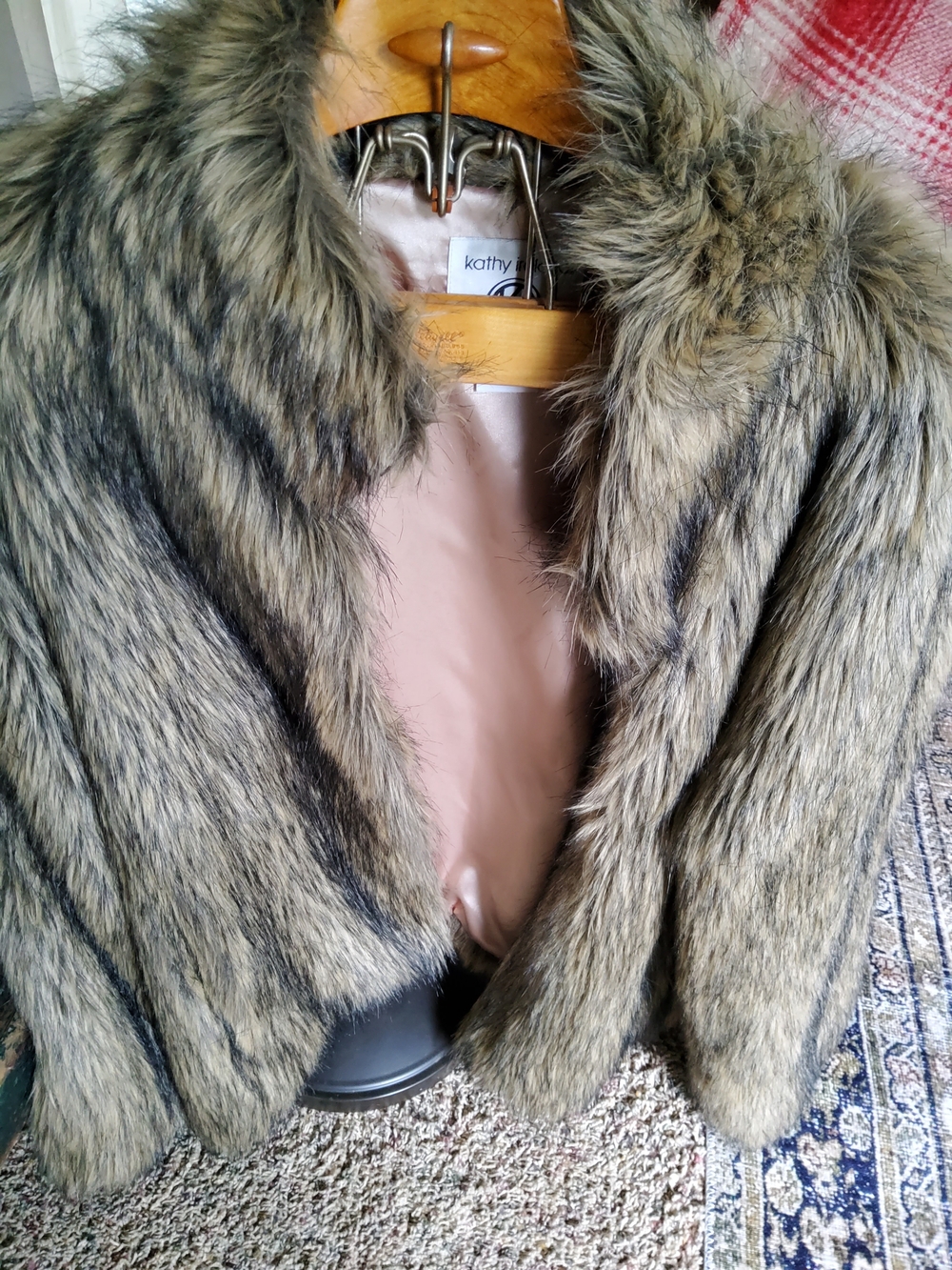 kathy ireland Faux Fur Teddy Coat in Natural Brown Tones